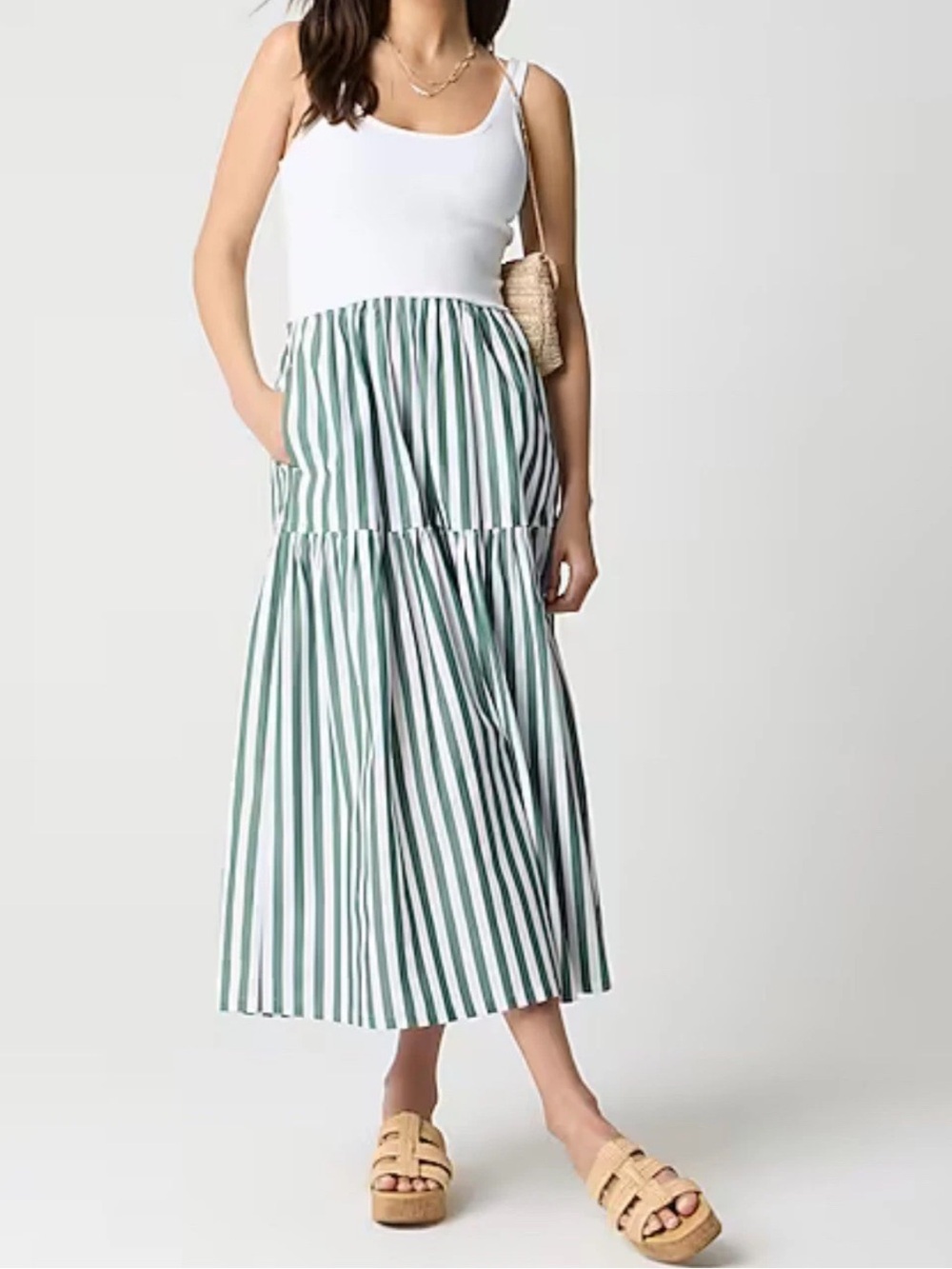 J.Crew Petite striped tiered knit mixy dress